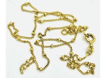 Thin Solid 14K Gold Chain With Mini Beads Station Necklace ~ 18'