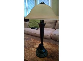 Bronze Table Lamp/glass Shade - 23'H