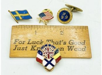 4 Vintage Enamel Pins As Pictured ~ WYSIWYG