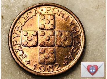 Coin Collectors ~ 1962 Bronze 10 Centavos Republic Portuguese  {World Coin M-4}