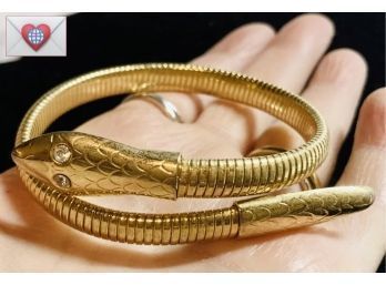 Fabs Egyptian Revival Victorian Gold Tone Snake Bracelet