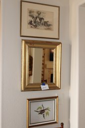 Gold Toned Wall Decor, Framed Art And Mirror