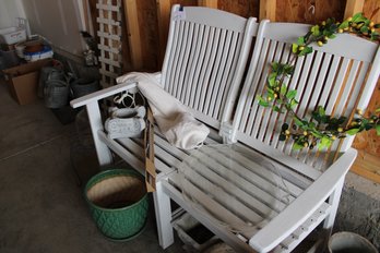 Cute White Outdoor Bench With Decor