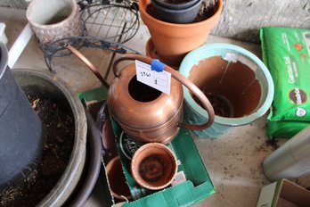 Copper Watering Can And Pots