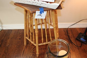 Bamboo Stool With Art And Decor