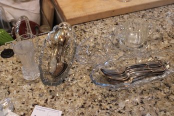 Glass Serving And Silver Lot