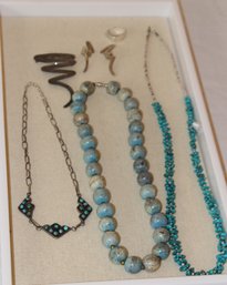 Turquoise And Silver Lot Jewelry