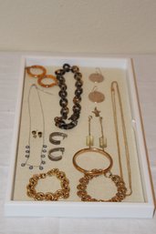 Gold Themed Jewelry Lot With Sterling