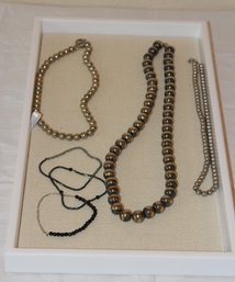 Silver Colored Bead Necklace Lot