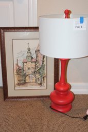 Red Fun MCM Style Lamp And Picture