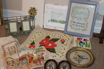 Framed Needlework And Pictures