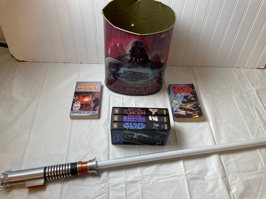 Star Wars - Trash Can, Light Saber, Books And Videos
