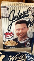 Derek Jeter Frosted Flakes Cereal Box, Jeter Baseball And Yankee Pennants