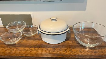 Dansk Bistro Crock With Top And Glass Salad Set