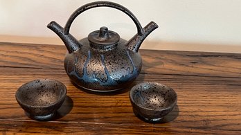 Chinese Double Spout Teapot And Cups GORGEOUS!