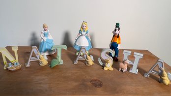 Disney Figurines And Lettering.