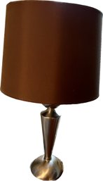 Gorgeous Brushed Nickel With Burgundy Shade Table Lamp