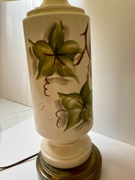 Vintage Milk Glass Hand-painted Floral Lamp