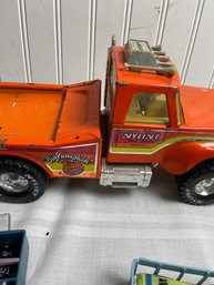 Vintage Nylint Toys Big Orange Truck & Large Matchbox Cars & Toy Cars Collection
