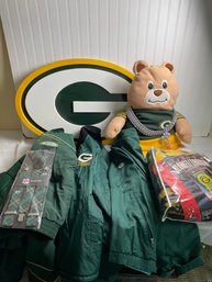 Green Bay Packers Windbreaker, Suspenders, Plush And Throw Blanket