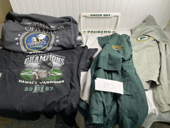 Green Bay Packers Windbreaker, T-shirt's And License Plate Holder