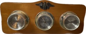 Vintage, MCM, Springfield Weather, Barometer, Thermometer, Humidity Meter, American Eagle, USA, Wall Plaque, 1