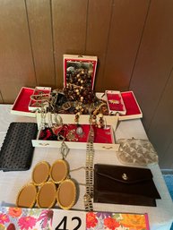 Costume Jewelry, Jewelry Box & Assorted Vintage Purses