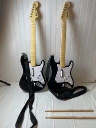 LOT OF 2! XBOX 360 Harmonix Wired Rock Band Fender Stratocaster Gaming Guitar LOT OF 2!