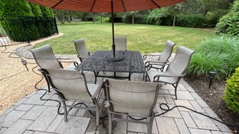 Fortunoff Cast Aluminum Patio Set INCLUDES UMBRELLA & BASE!