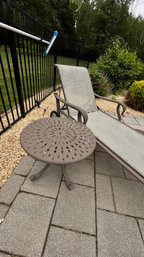 Wheeled Metal Lounge Chair With Matching Metal Side Table