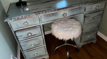 Faux Fur Rolling Stool