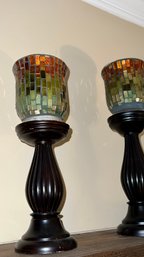 Stained Glass Candlesticks Decor