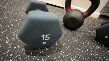 15lb Dumbbells & 20lb Kettlebell