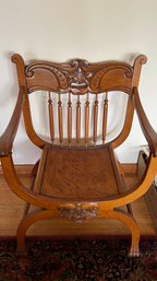 Victorian Quarter-sawn Oak Double Chimera Throne Chair