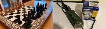 Outdoor Electrical Timer, Floodlight & Chess Set