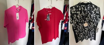 Womens Golf Blouses XL Lot Of 3 -ADIDAS-UNDER ARMOR-REBEL NEW WITH TAGS!