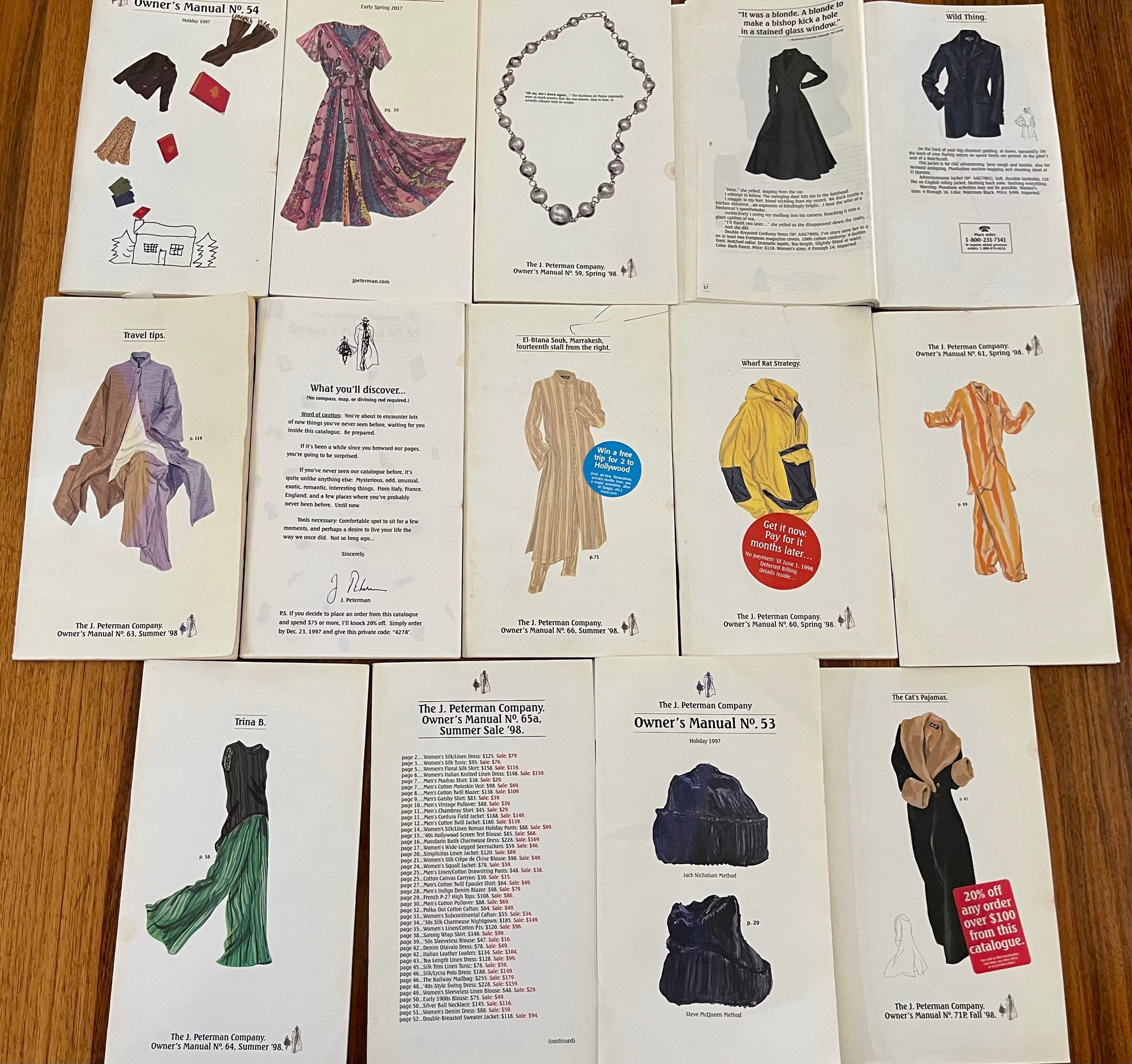 Collection Of (13) The J Peterman Company Owners Manuals Catalogs 54