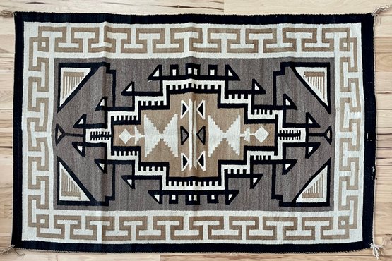 Navajo Vintage 38' X 59' Hand Woven Wool Rug (as Is)