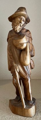 Hand Carved Made In Ecuador Wooden 16 Inch Traveler Figurine