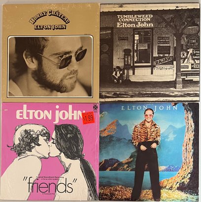 (4) Vintage Elton John Vinyl Albums - Tumbleweed, Friends, Caribou, Honky Chateau