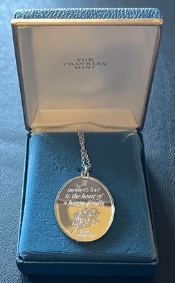 Franklin Mint Sterling Silver 1976 Mother's Day Pendant Necklace With Original Box - 17 Grams