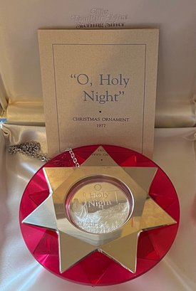 1977 'o, Holy Night' Franklin Mint Sterling Silver Christmas Ornament With Original Box