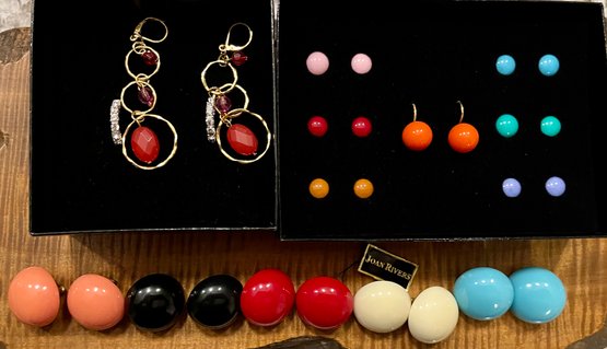 Joan Rivers Interchangeable Earring Set - Assorted Color Disc Earrings - Rhinestone And Drop Earrings