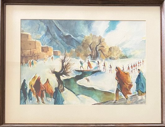 Rare Original Stunning Gene Kloss N.A. Early Morning Turtle Dance Watercolor In Frame With Provenance