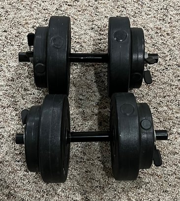 Pair Of 20 Lbs. Adjustable Dumbbells With Clips
