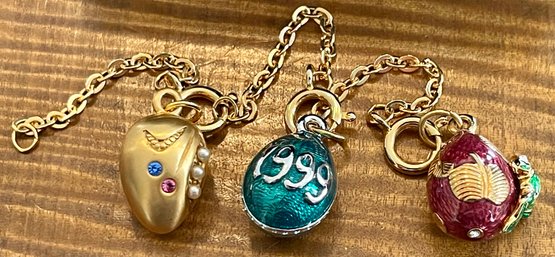 3 Joan Rivers Faberge Egg Connecting Charms For Bracelets Or Necklaces