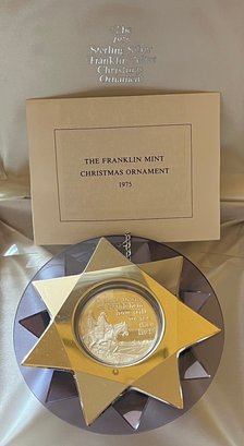 1975 O Little Town Of Bethlehem Franklin Mint Sterling Silver Christmas Ornament With Original Box