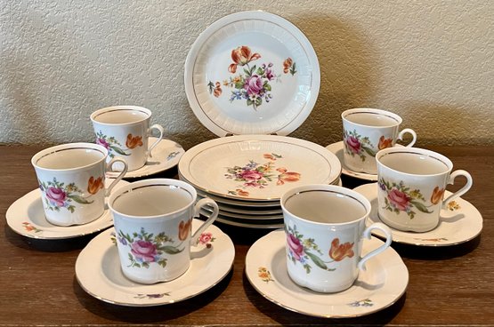 Vintage CP Colditz Porcelain Tea Cups -Saucers - Plates Made In The German Democratic Republic