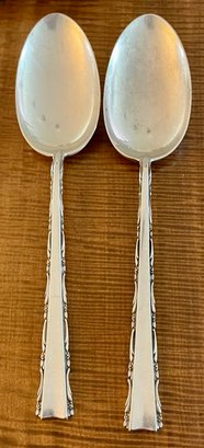2 Lunt Vintage Sterling Silver 8.25 Inch Madrigal Serving Spoons - Total Weight 146 Grams