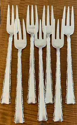 7 Lunt Sterling Silver Madrigal 5.75 Inch Cocktail Forks - Total Weight - 150 Grams